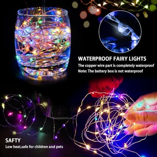 24 Pack Waterproof 20 LED Fairy Lights for Mason Jar Party (Multicolor)
