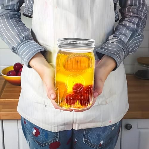 Amzcku 32oz Vintage Mason Jars with Lids - 4 Pack for Storage, Canning & DIY Crafts