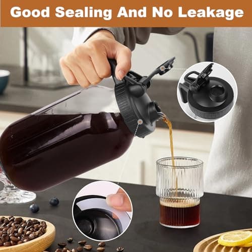 64 oz Cold Brew Coffee Maker, Stainless Steel Filter Mason Jar Pitcher