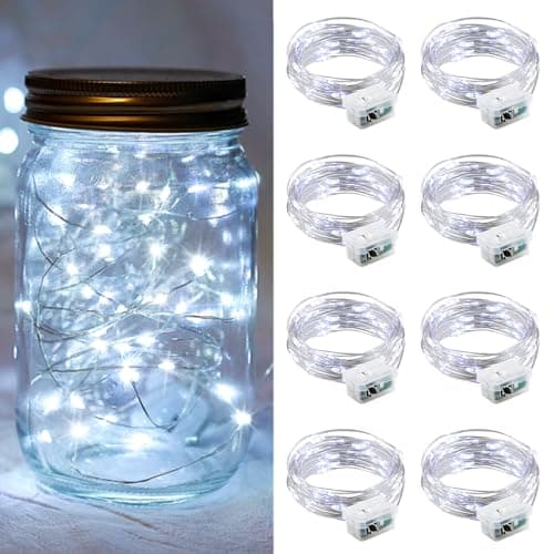 24 Pack Waterproof 20 LED Fairy Lights for Mason Jar Party (Multicolor) — Cold White