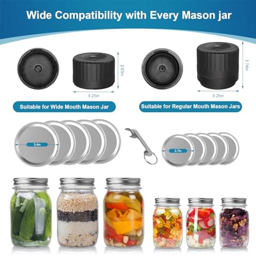 VP06 Plus Mason Jar Vacuum Sealer Kit, Wide & Regular Mouth, Vacuum Sealing Jars