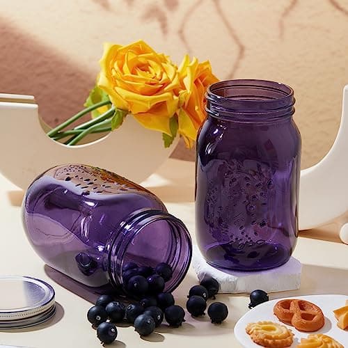 Tessco Purple 16 oz Colored Mason Jars with Lids for Crafts & Storage