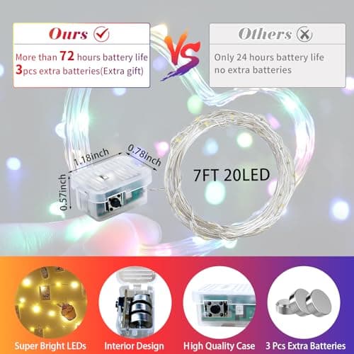 24 Pack Waterproof 20 LED Fairy Lights for Mason Jar Party (Multicolor)