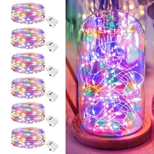 Warm White 7ft 20 LED Twinkle Lights - 6 Pack, 3 Modes, Waterproof Party Decoration — Multicolor