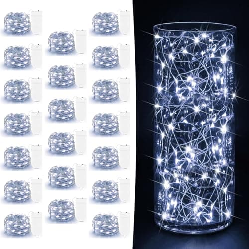 10 Pack Copper Twinkle Lights - 7ft Warm White Battery Operated Fairy Lights for DIY Crafts & Party Decor — Cool White