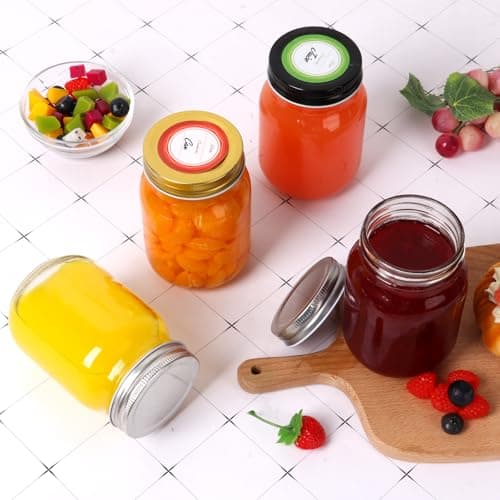 16 oz Silver-Lidded Mason Jars, 15 Pack - Canning & Fermenting Glass Jars