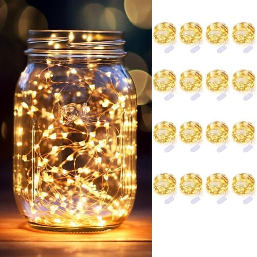 16 Pack 10ft 30 LED Silver Wire Warm White Fairy Lights for Wedding and Party