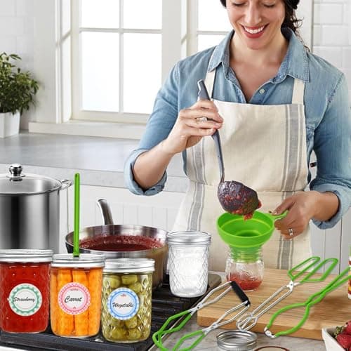 20 Quart Stainless Steel Water Bath Canner Kit with Rack & Jars & Accessories