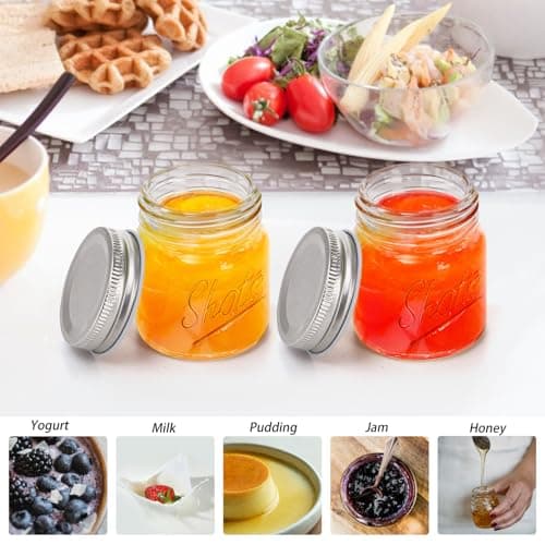 Lawei Set of 16 Mini Mason Jars with Lids - 2 Oz Shot Glasses for Drinks & Favors