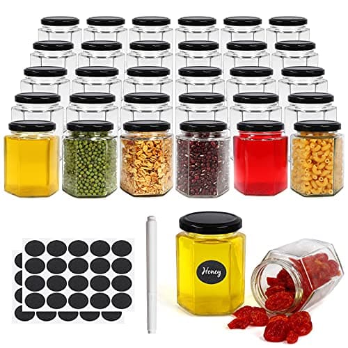 Betrome 30 Pack 6oz Hexagon Glass Jars with Gold Lids for Craft and Wedding Favors
Betrome 180ml Clear Glass Canning Jars with Gold Lids for Jams and Shower Favors
Betrome 30 Pack 6oz Hexagon Glass Jars with Gold Lids for Crafting and Kitchen Storage