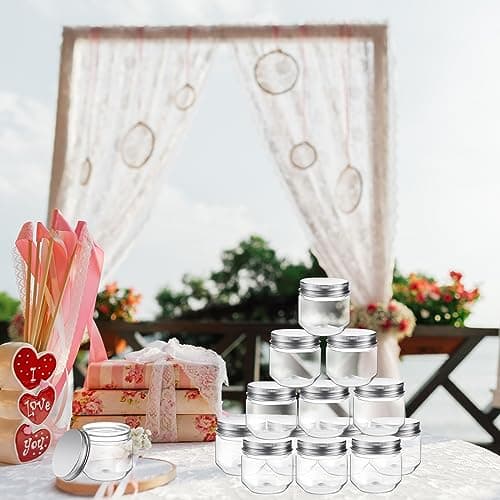 Tanlade Silver 60pcs 3 oz Clear Mason Jars with Lids for Storage Favors