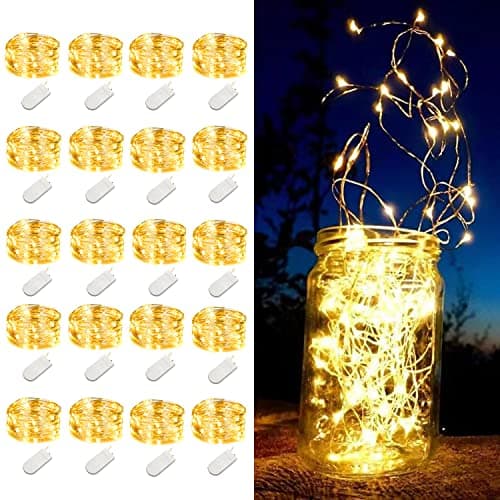 20 Pack Battery Operated Silver Fairy Lights for Wedding Party Crafts