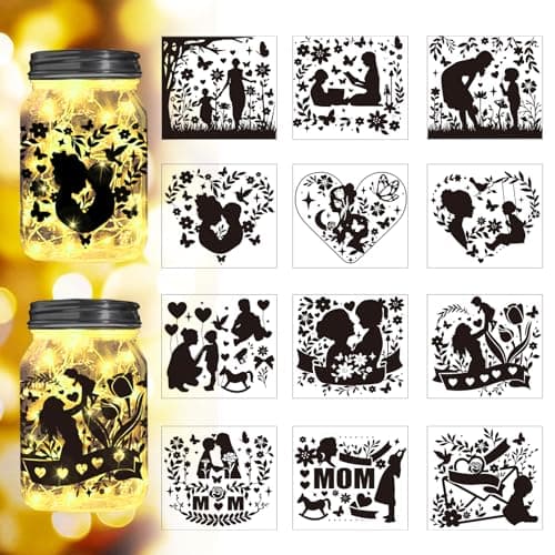 Reusable Forest Silhouette Jar Decals, 12Pcs DIY Craft Kit for Jars & Mason Can — Mom and Child