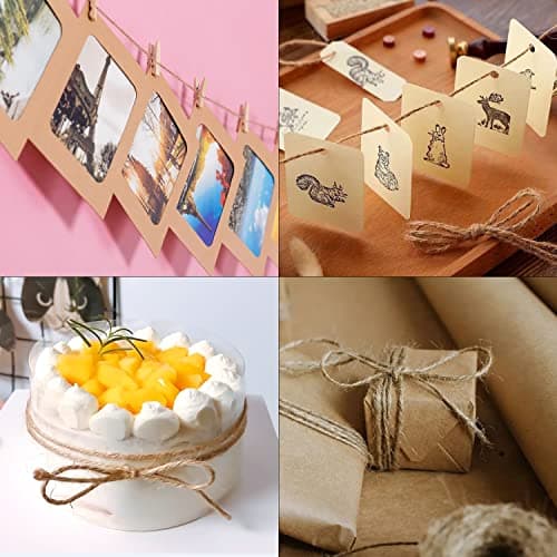 HSTECH 100pcs Mini Natural Wooden Clothespins & 82ft Jute Twine for Home Arts Crafts