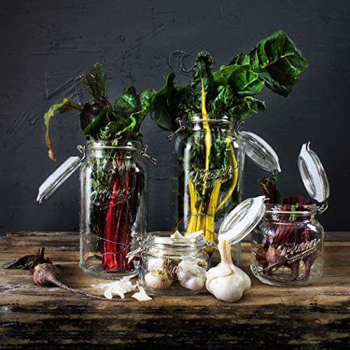 Airtight Kitchen Food Storage Clear Glass Clamp Jars by Mason Craft & More