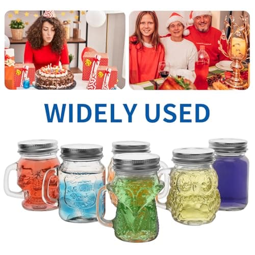 4 oz Mini Mason Jar Mugs with Handles and Lids for Drinks, Gifts, and Crafts