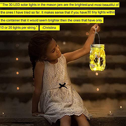 12-Pack Solar Mason Jar Lid Lights 30 LED Firefly String Lights