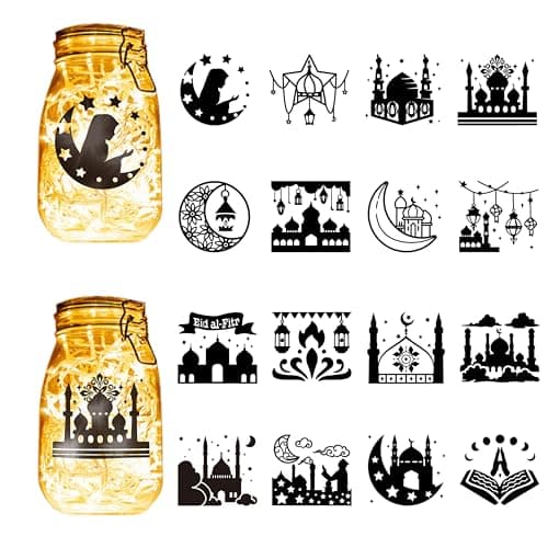 CREATCABIN Fairy Silhouettes Mason Jar Decor Ornaments for Frosted Glass — Eid