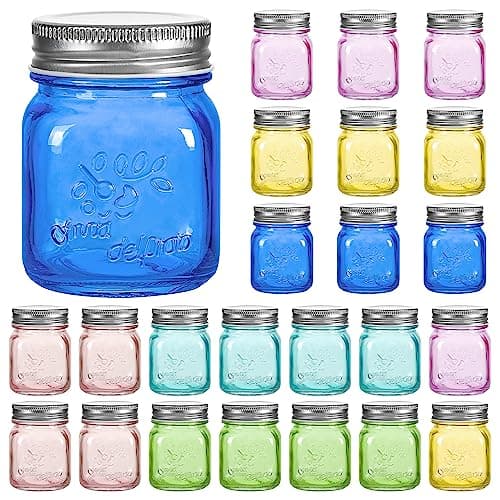 Amzcku 16 oz Colored Mason Jars, 6 Pack Multifunction Glass Containers — Click to select colored 5 oz