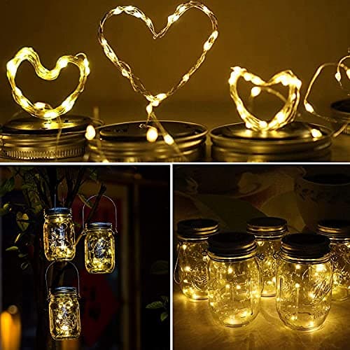 12-Pack Solar Mason Jar Lid Lights 30 LED Firefly String Lights