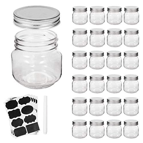 Accguan Mason Jars, 8OZ Silver Lids, 24 Pack, Perfect for Jam, Honey, Wedding Favors