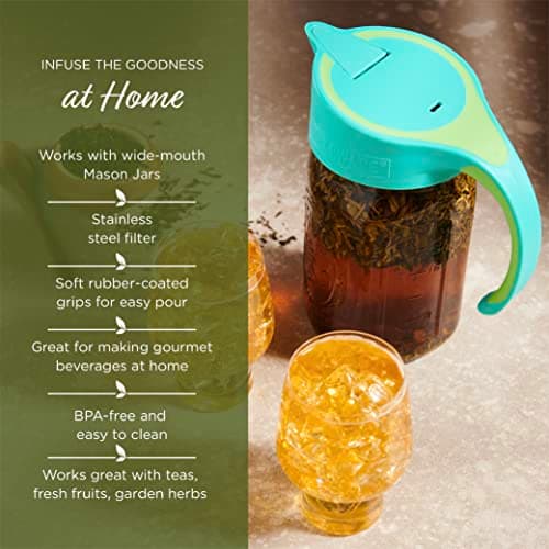 The Tea Spot Turquoise Mellow Mint Cold Brew Filter Jar - Brew Tea Overnight