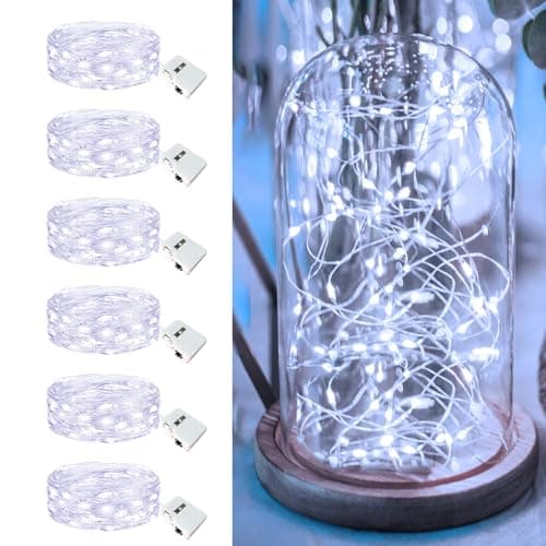 Warm White 7ft 20 LED Twinkle Lights - 6 Pack, 3 Modes, Waterproof Party Decoration — Cool White