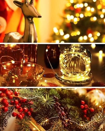 10 Pack Copper Twinkle Lights - 7ft Warm White Battery Operated Fairy Lights for DIY Crafts & Party Decor