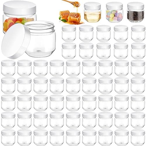 Tanlade Gold 60pcs 3oz Clear Mason Jars with Lids Bulk Storage Containers — White