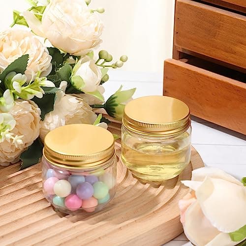 Tanlade Gold 60pcs 3oz Clear Mason Jars with Lids Bulk Storage Containers
