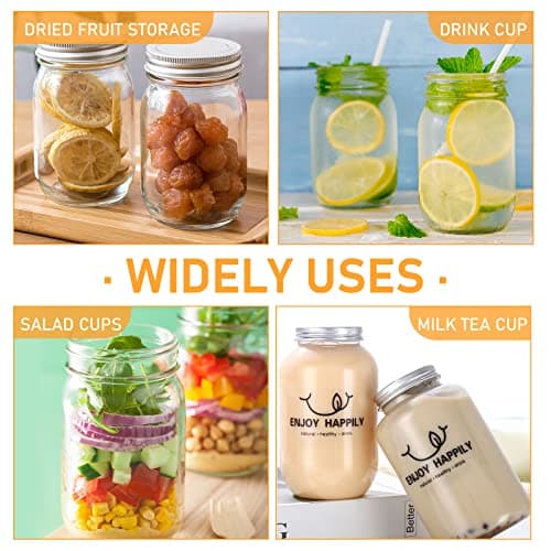 Refillable 16 Oz Clear Plastic Mason Jars for Storage Home Kitchen