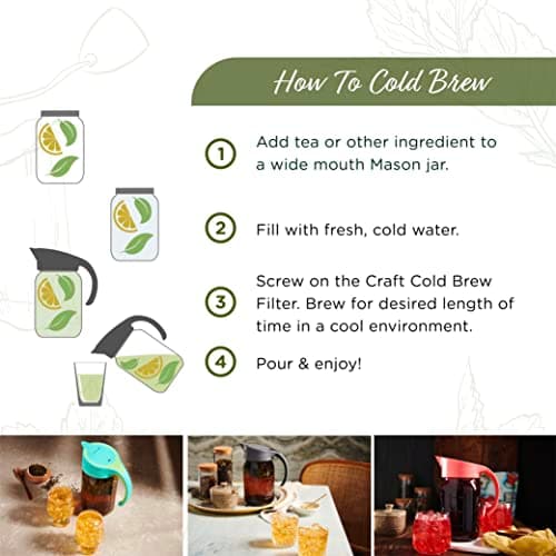 The Tea Spot Turquoise Mellow Mint Cold Brew Filter Jar - Brew Tea Overnight