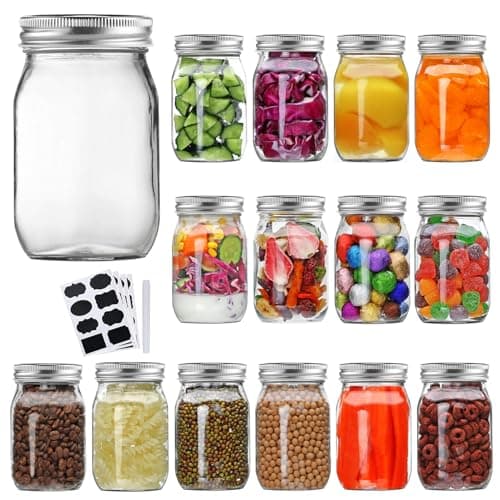 Accguan 16oz Glass Mason Jars with Airtight Lids, 15 Pack, Ideal for Jam, Honey, and More