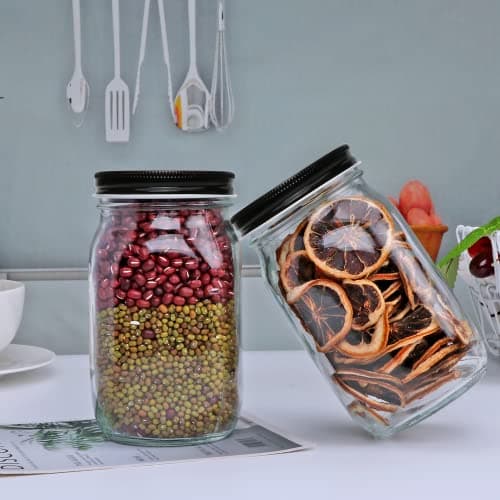 QAPPDA Clear 32 oz Wide Mouth Glass Mason Jar Set of 12 with Airtight Lid for Pickles, Jams, Canning