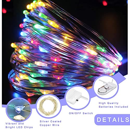 Multicolored Mini Fairy Lights 12-Pack 7ft LED Lights for Crafts and Décor