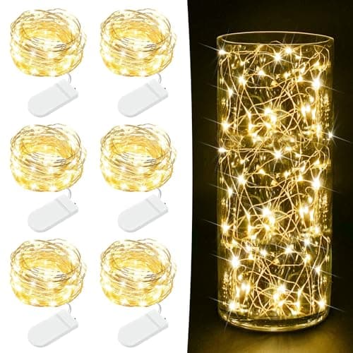 7ft Warm White Copper Wire Fairy Lights - Battery Operated Mini String Lights for DIY Crafts & Party Centerpieces