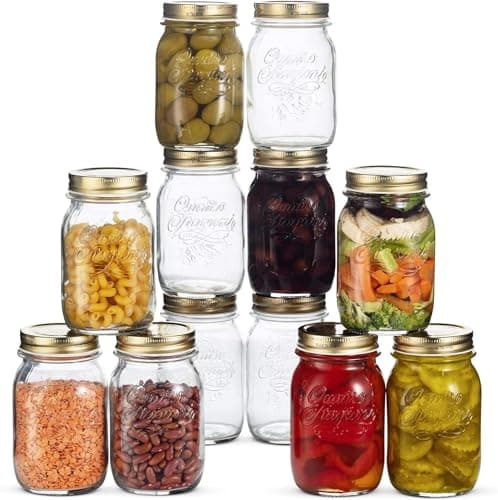Bormioli Rocco Quattro Stagioni 17oz 12-Pack Glass Jars, Airtight Lid, Dry Food Storage, Italian Made