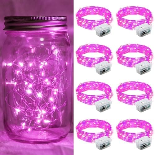 24 Pack Waterproof 20 LED Fairy Lights for Mason Jar Party (Multicolor) — Pink