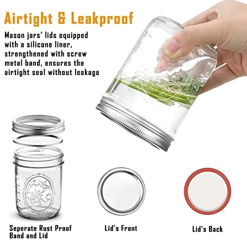 16 oz Wide Mouth Mason Jars with Airtight Lids, 6 Pack for Fermenting and Preserving