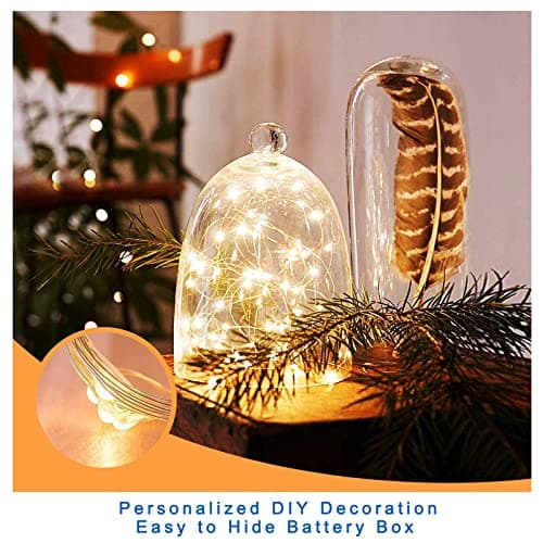 Battery Operated Warm White Fairy Lights, 7ft 12-Pack Mini String Lights