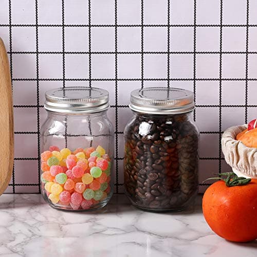 Glass Regular Mouth Mason Jars, 16 oz Clear Glass Jars for Food Storage and Sealing, Perfect for Dry Food, Snacks, and Candies (4PACK)  
Glass Regular Mouth Mason Jars, 16 oz Clear Glass Jars for Overnight Oats and DIY Projects, Ideal for Sealing and