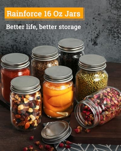 15 Pack 16 oz Mason Jars With Silver Lids for Meal Prep