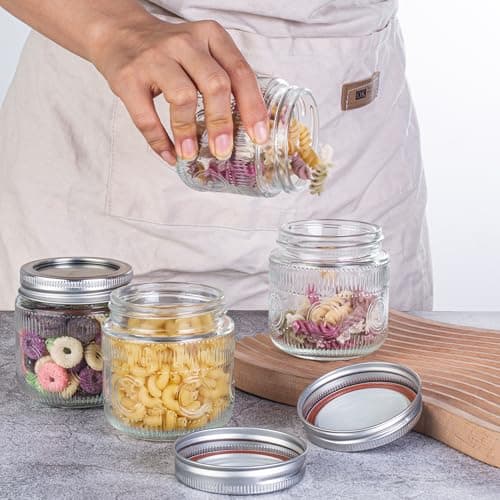 Amzcku 12 Pack 8 oz Vintage Mason Jars with Lids, Canning, Pickling & Storage Solutions