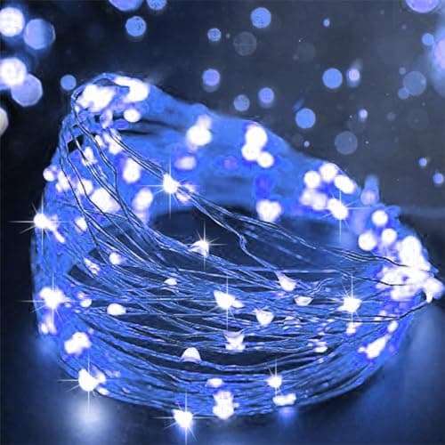 BTFarm 6 Pack Battery Operated 7ft Twinkle LED Fairy Lights 3 Modes Waterproof — Blue