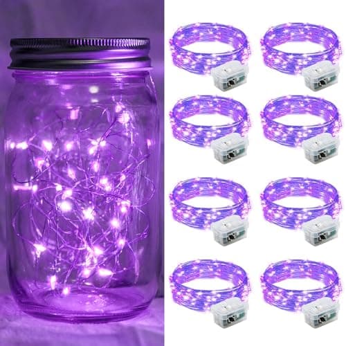 24 Pack Waterproof 20 LED Fairy Lights for Mason Jar Party (Multicolor) — Purple