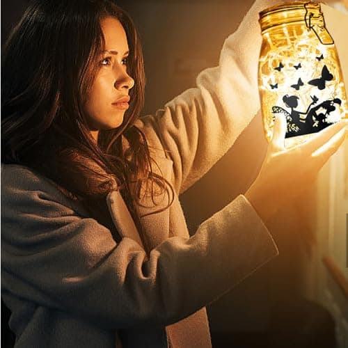 CREATCABIN Fairy Silhouettes Mason Jar Decor Ornaments for Frosted Glass