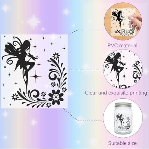 Cabin 12Pcs Fairy Silhouettes Mason Jar Decor Xmas Ornaments PVC Embellishment Black