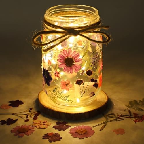 140 Pcs Natural Real Pressed Flowers Mason Jar Lanterns for Christmas Weddings