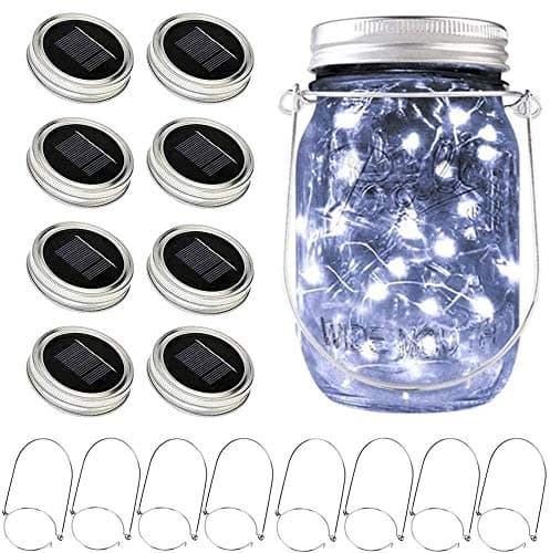 8 Pack 20 LED Waterproof Fairy Jar Lids String Lights - Warm White — Cool White