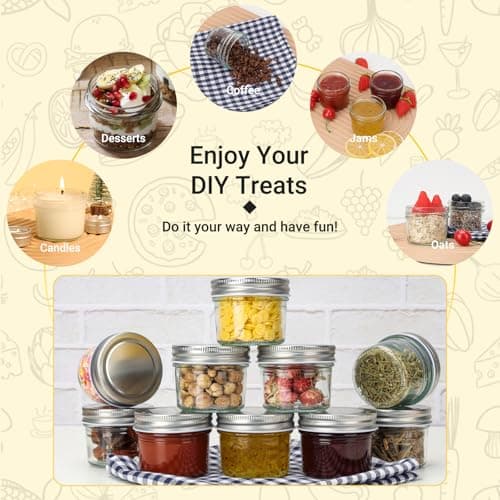 CycleMore 40 Pack 4oz Clear Mason Jars with Silver Lids, Spice Bottles for Honey & Jam